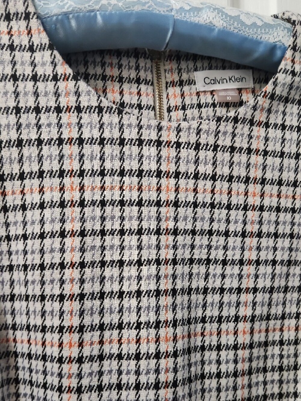 Calvin Klein Beige and Black Plaid Mini Shift Dress - Picture 2 of 2